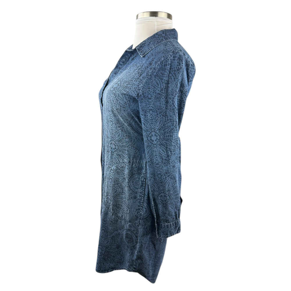 Cloth & Stone x Anthropologie Chambray Printed Button Belted Shirt Dress Small - Picture 10 of 16